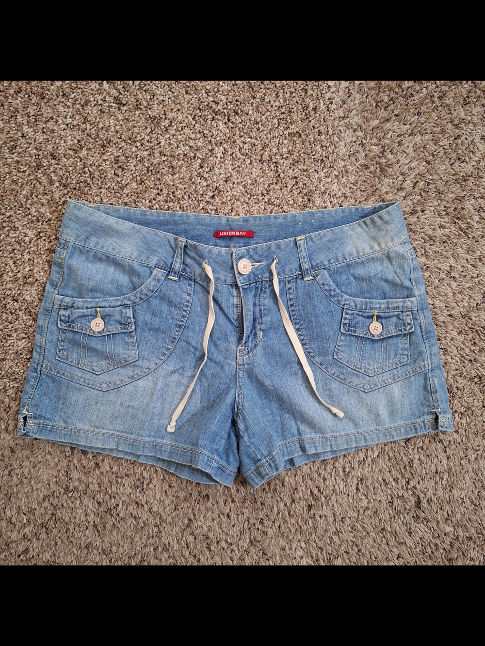 Vintage Unionbay Y2K Denim Drawstring Cargo Shorts Size 13